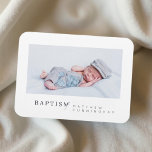 Baptism For Him Modern Minimalist Custom Photo Magnet<br><div class="desc">Design is composed of fun and playful typography with sans serif and serif font. Add a custom photo.</div>