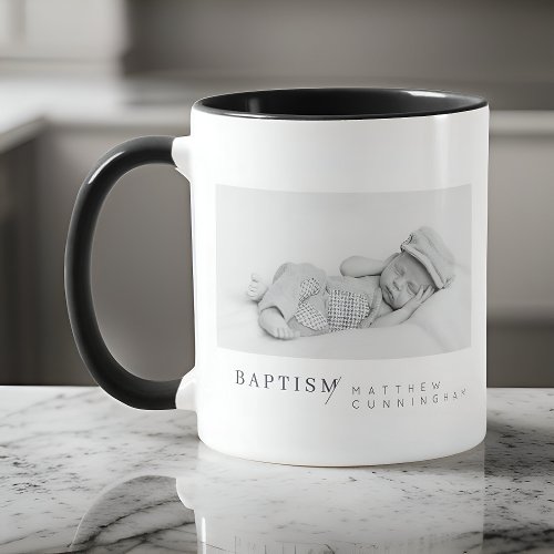 Baptism For Him Modern Minimalist Custom Photo Mug