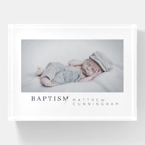 Baptism For Him Modern Minimalist Custom Photo Paperweight