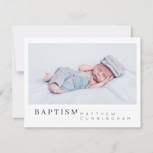 Baptism For Him Modern Minimalist Custom Photo Thank You Card