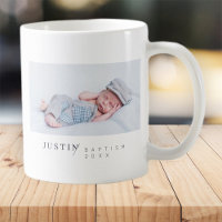 Baptism For Him Modern Minimalist Photo Name