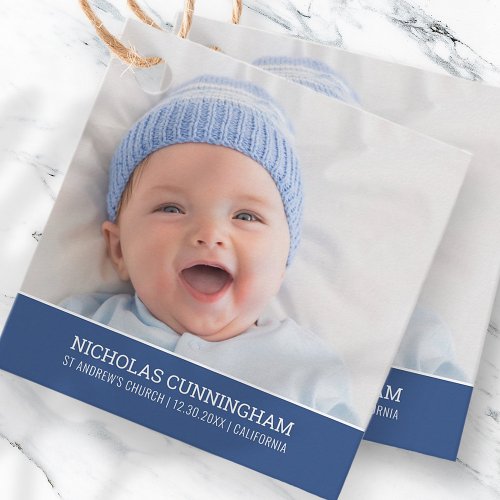 Baptism For Him  Modern Simple Baby Photo Favor Tags