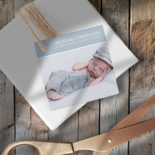 Baptism For Him   Modern Simple Custom Photo Favor Tags