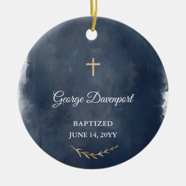 Baptism Gift for Boy - Custom Christening Gift  Ceramic Ornament (Front)