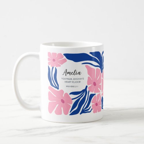 Baptism Gift Pink Blue Abstract Floral JW Mug