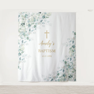 Baptism Girl Backdrop - Greenery Eucalyptus