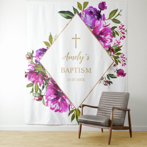 Baptism Girl Backdrop _ Purple Flowers