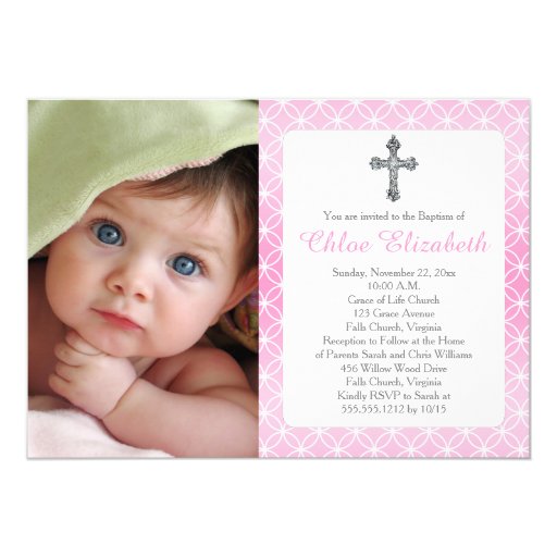 Baptism | Girl Eternity Rings Crosses Photo Card | Zazzle