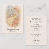 Baptism Girl Floral Pink Remembrance Holy Card