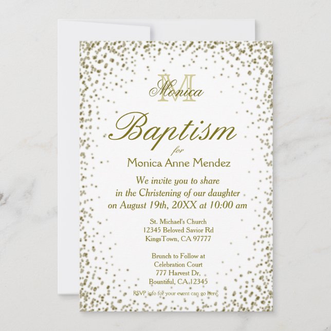 Baptism | Gold Confetti Invitation (Front)