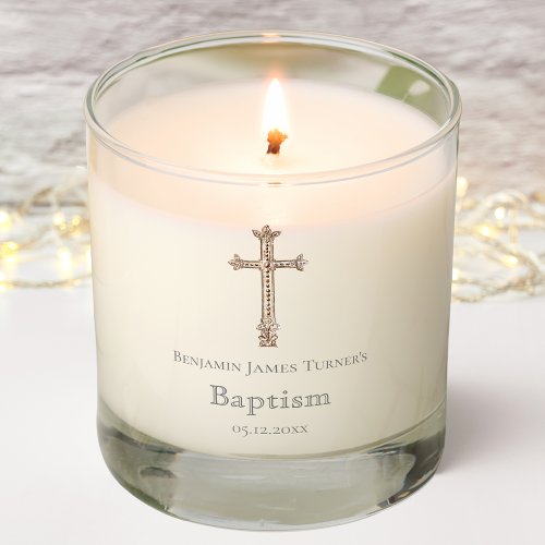 Baptism Gold Cross Scented Jar Candle