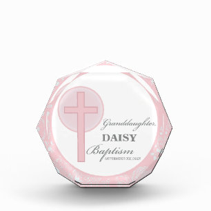 Baptism Granddaughter Pink Lace Personalized Acrylic Award