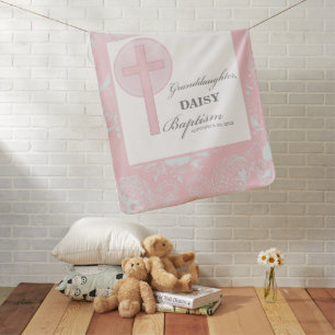 Baptism Granddaughter Pink Lace Personalized Baby Blanket