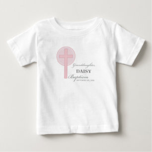 Baptism Granddaughter Pink Lace Personalized Baby T-Shirt
