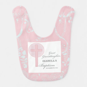 Baptism Great Granddaughter Pink Lace Personalized Baby Bib
