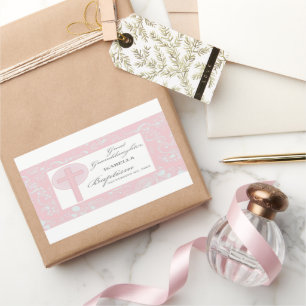 Baptism Great Granddaughter Pink Lace Personalized Rectangular Sticker