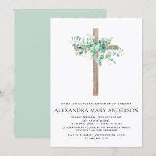 Baptism Greenery Eucalyptus Botanical Sage Invitation