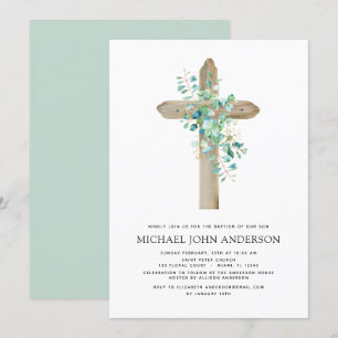 Baptism Greenery Sage Eucalyptus Invitation