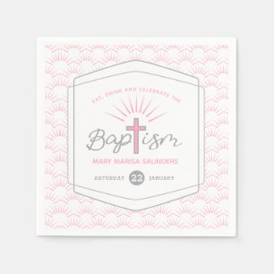 Baptism halo and cross custom pink napkins