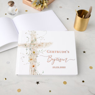 Baptism Holy Cross Foil Guest Book