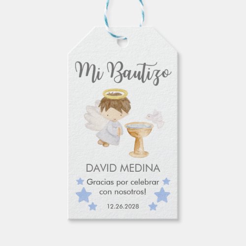 Baptism In Spanish Customizable Watercolor Angel  Gift Tags