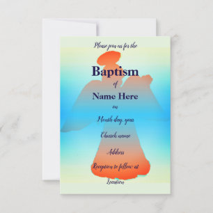 Baptism Invitation Card : Angel Silouehette