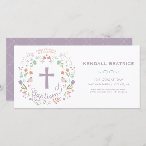 Baptism Invitation Card _ Baby Girl Invite Cross