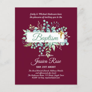 Baptism Invitation Eucalyptus Greenery BUDGET
