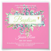 Baptism Invitation Eucalyptus Greenery BUDGET