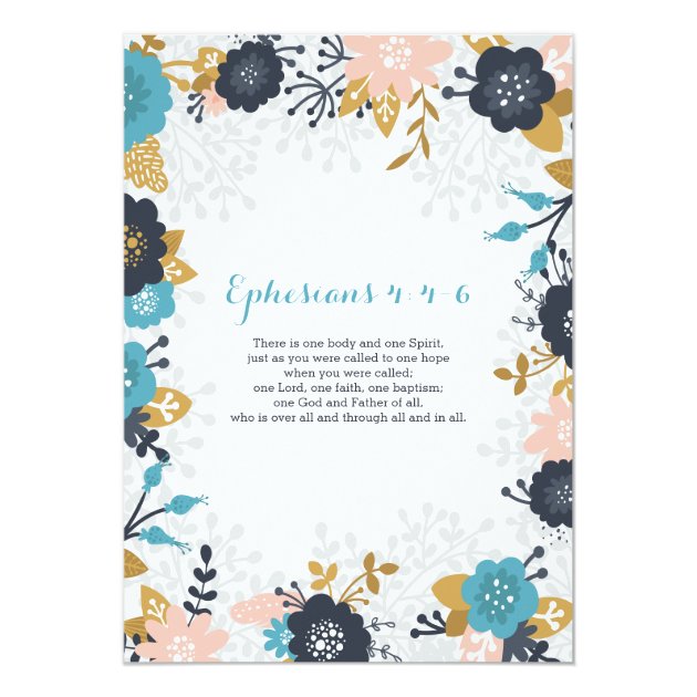 Baptism Invitation, Floral, Contemporary Baptism Card