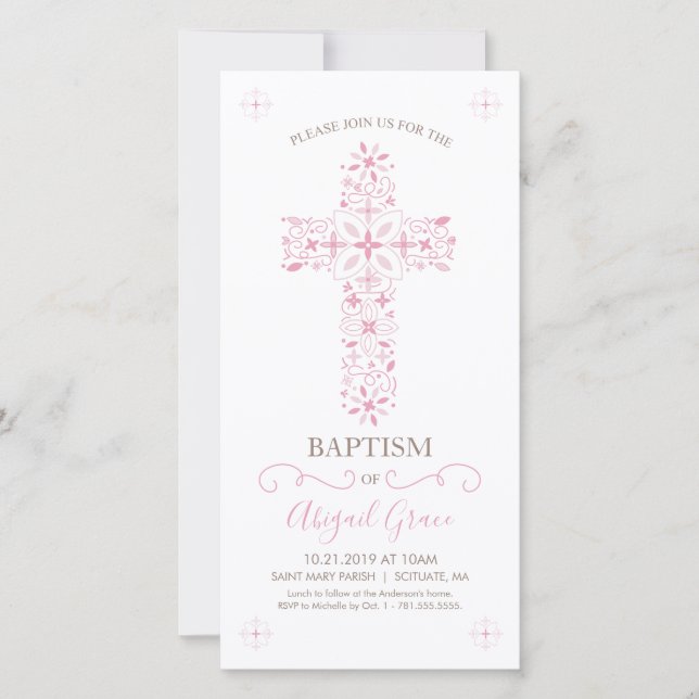 Baptism Invitation - Girl's Custom Invite (Front)