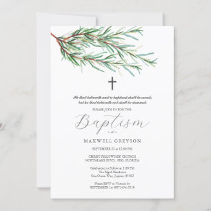Baptism Invitations Pine Bows Botanicals