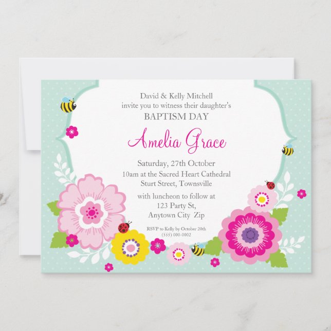 BAPTISM INVITES :: garden theme 2 (Front)