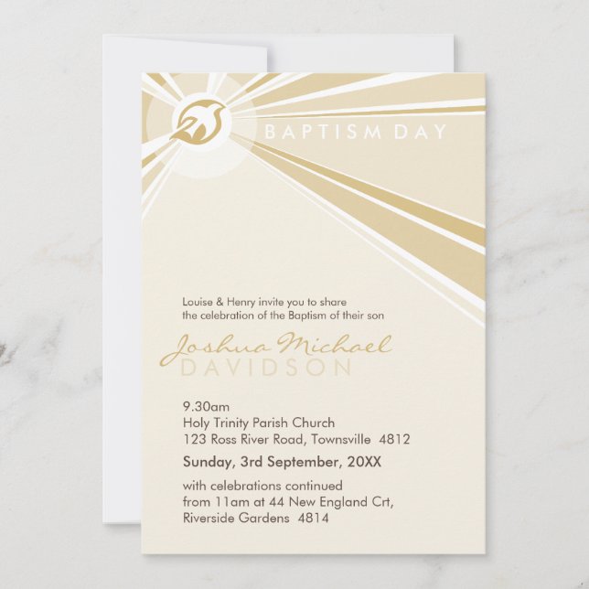 BAPTISM INVITES :: modern dove 2P (Front)