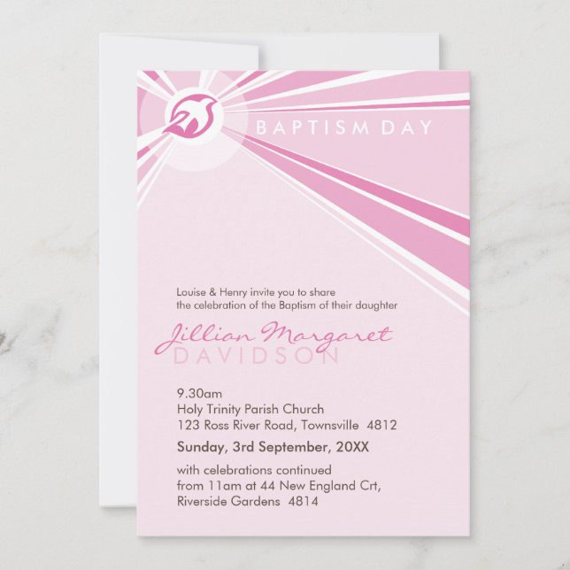 BAPTISM INVITES :: modern dove 8P (Front)
