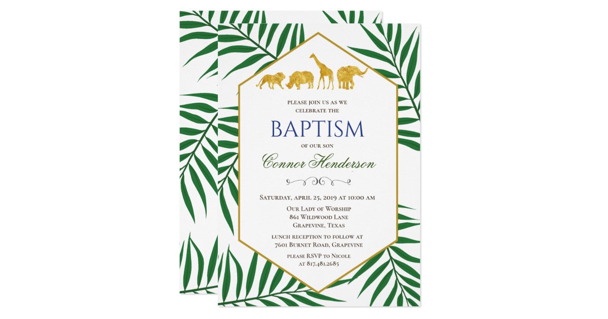 Baptism Jungle Safari Invitation