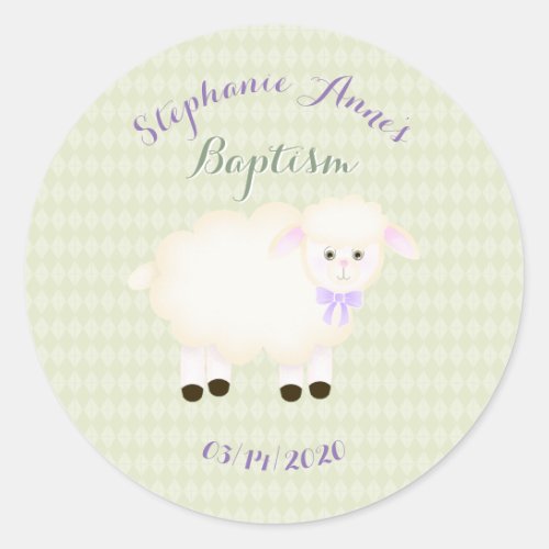 Baptism Lamb Classic Round Sticker