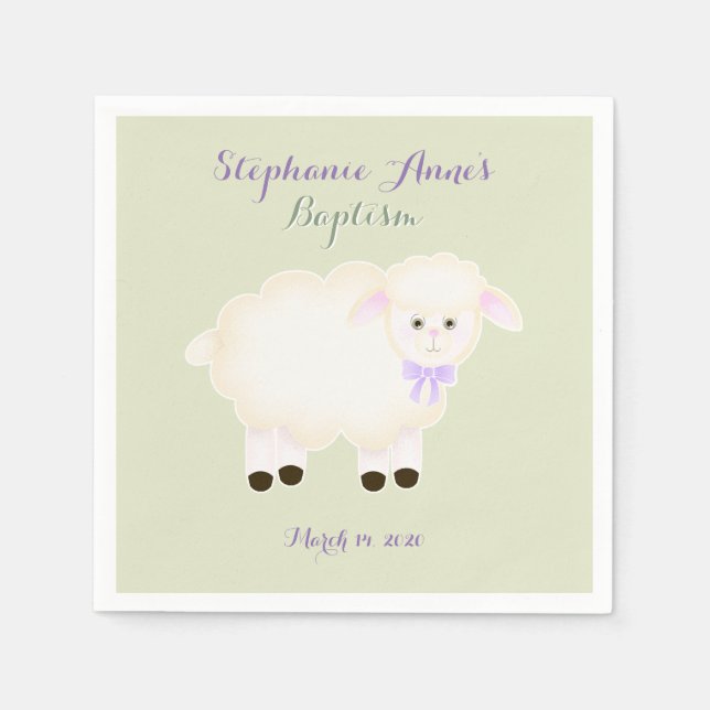 Baptism Lamb Napkins (Front)