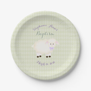 Baptism Lamb Paper Plates