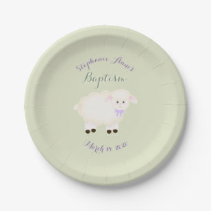 Baptism Lamb Paper Plates