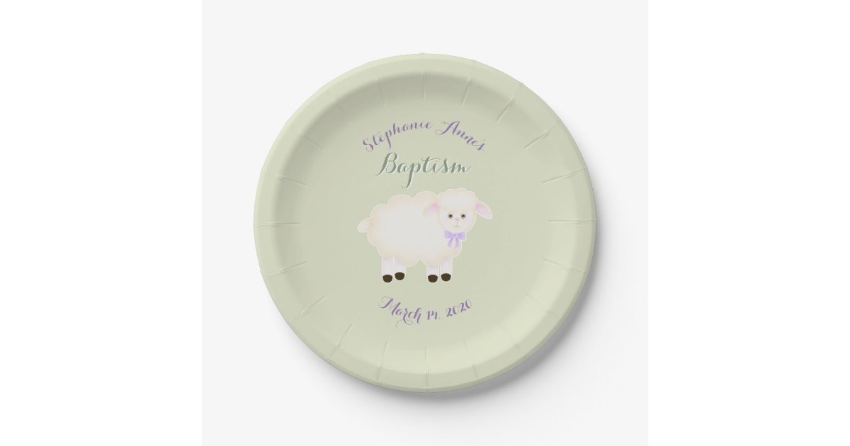 Baptism Lamb Paper Plates | Zazzle