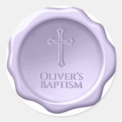 Baptism Lavender Wax Seal Purple Embossed Cross 