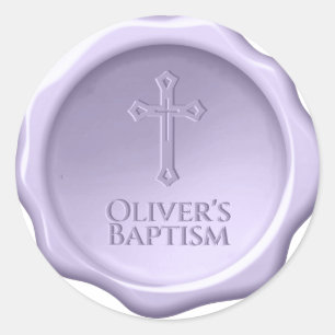 Baptism Lavender Wax Seal Purple Embossed Cross
