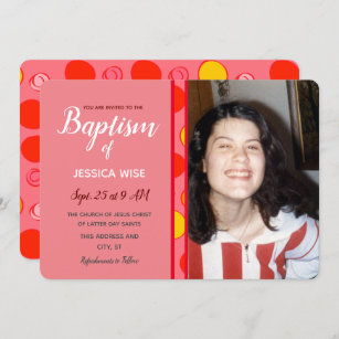 Baptism LDS Girl geometric Fun Circles Invitation