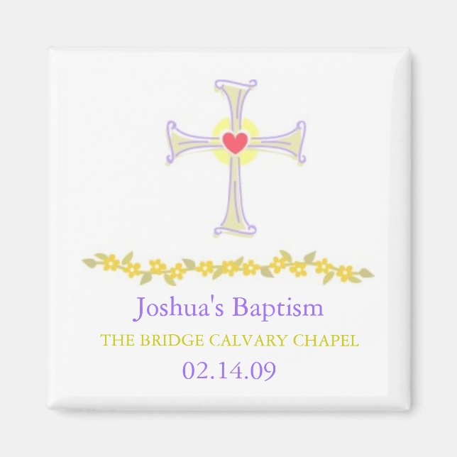 Baptism Magnet , Cross design (Front)