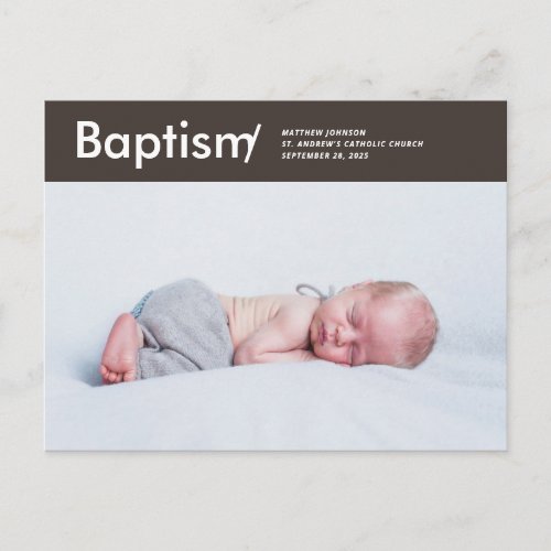 Baptism Modern and Simple Custom Photo Postcard