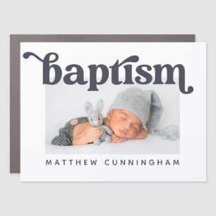 Baptism Modern Bold Simple Custom Photo Car Magnet