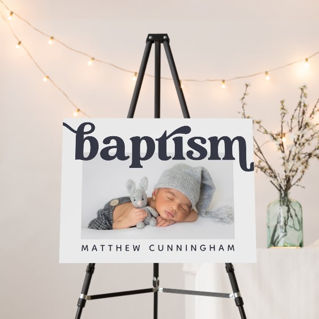 Baptism Modern Bold Simple Custom Photo Foam Board (In Situ (Stand))