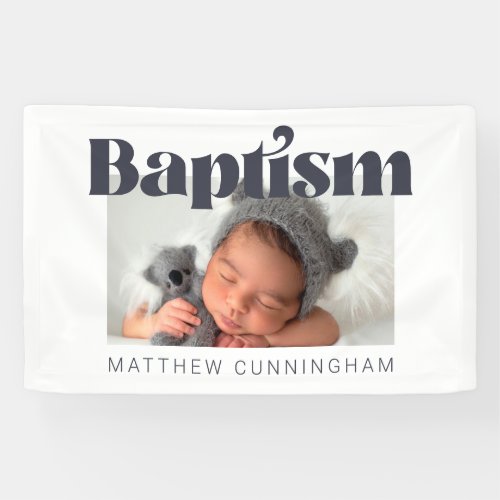 Baptism Modern Bold Simple  Photo Thank You Banner