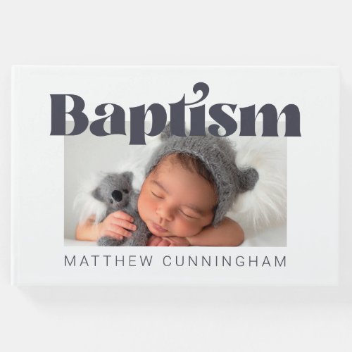 Baptism Modern Bold Simple  Photo Thank You Guest Book
